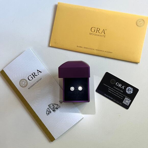 Moissanite Halo Earrings, OVER 1 cttw, COA Included 2x - Picture 3 of 13